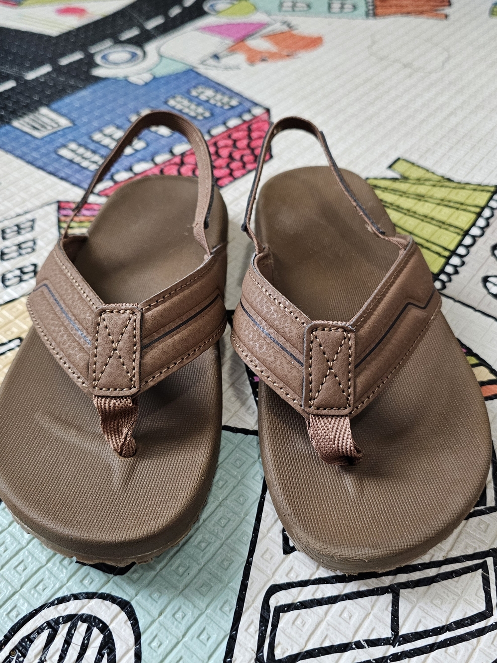 Kids Brown Backstrap Flip Flop Sandals